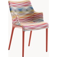 Westwing Eleganza Missoni Kollu Sandalye – Renkli Jakar Kumaş, Kırmızı Geri Dönüştürülmüş Iskelet