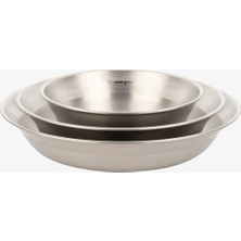 Snow Peak Tableware Set Large, 4 Parça Paslanmaz Çelik Kamp Yemek Takımı, Hafif ve Dayanıklı