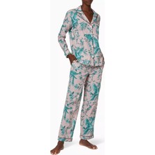Desmond & Dempsey The Wild Ones Kadın Lüks Pamuklu Pijama Takımı Bromley Parrot Desenli