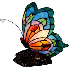 Home London Breeze 9 Inç Tiffany Stili Kelebek Vitray Masa Lambası, El Yapımı