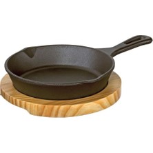 Kuchenprofi I Bbq Döküm Grill & Servis Tavası, 18 Cm, Ahşap Tepsili, Isı Tutma Özellikli