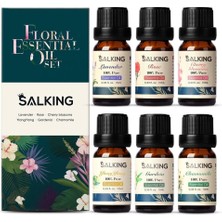 Salking Uçucu Yağ Seti, %100 Organik ve Saf 6 Lı Koku Yağları, Aroma Terapi ve Difüzör Için
