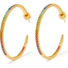 Kurt Geiger Renkli Taşlı Halka Küpe, Brass & Kristal