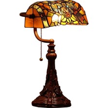 Home London Breeze Yusufçuk Tiffany Banker Masa Lambası, 25 cm Vitray Abajur