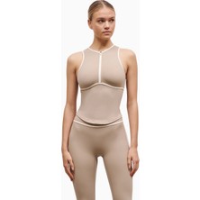 Because Of Alice Base Contrast Trim Sleeveless Zip Up Şekillendirici Fermuarlı Kadın Üst