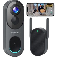 Botslab 5mp Kablosuz Video Kapı Zili, 360° Akıllı Görüntüleme, Aı/radar/pır Algılama, 2 Yönlü Ses