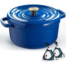 Overmont 26 cm Döküm Emaye Tencere ve Kapaklı Fırın Kabı, 260°C Isıya Dayanıklı
