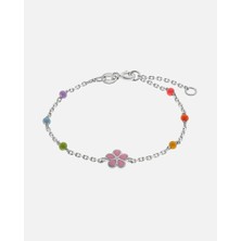 FAVS Little Friends 925 Ayar Gümüş Renkli Boncuklu Çocuk Bilezik Rose Çiçekli Hediye Fırsatı