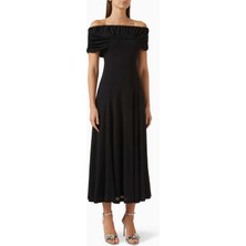 Eegen Studio Rahat Fitli Marrgot Örgü Midi Elbise - Off Shoulder, Şık ve Çok Yönlü Tasarım