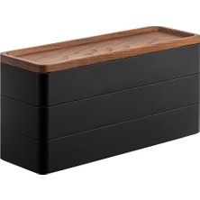 Yamazaki 3 Katlı Dar Aksesuar Kutusu, Ahşap Kapaklı, Minimalist, Modern Takı Saklama Çözümü