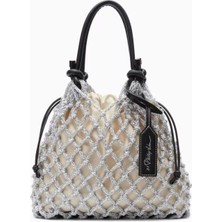 3.1 Phillip Lim Gümüş Makrome Pamuklu Mini Çanta Şık ve Sanatsal Tasarım, 29X24X10 cm