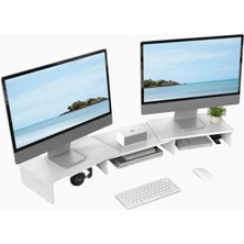 Fitueyes Çift Ahşap Monitör Standı, Ayarlanabilir & Döndürülebilir