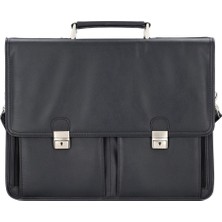 Alassio Veneto Siyah Deri Aktentaşe 42 cm Laptop Bölmeli 1,87 kg