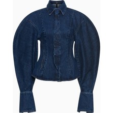 A.w.a.k.e. Mode Mavi Denim Kadın Balon Kollu Gömlek