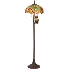 Home London Breeze Tiffany Tarzı Baykuş Motifli 165 cm Ayaklı Lamba, El Yapımı