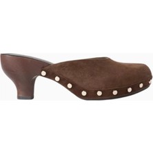 Jeffrey Campbell Cloguette Kahverengi Süet, Stud Detaylı Yuvarlak Burun Kadın Mules
