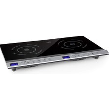 Klarstein Cucinata Çift Gözlü Indüksiyonlu Ocak, 3100 W, Cam Seramik, Gümüş
