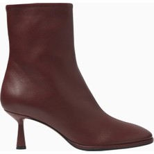 Aeyde Dorothy 65 Bordo Lüks Deri Bot, Yuvarlak Burun, Yan Fermuar ve 65MM Topuk