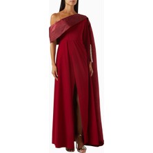Ac By Aanchal Chanda Asymmetric Cape Gown Asimetrik Pelerinli Organze Kadın Elbise