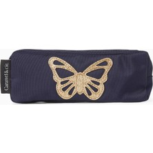 Caramel & Cie Butterfly Double Kalem Kutusu, Koyu Mavi, Çift Bölmeli ve Suya Dayanıklı