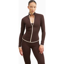 Because Of Alice Base Contrast Trim Zip Up Jacket Şekillendirici Kontrast Detaylı Kadın Ceket