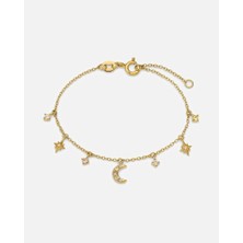FAVS Little Friends Stylish 925 Ayar Gümüş Armband Güneş Ay ve Yıldızlarla Çocuklar Için Özel Tasarım