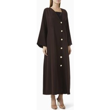 Elna Line Modern V Yaka Butonlu Abaya Şık Drapeli Tasarım ve Şila ile Rahat Kullanım