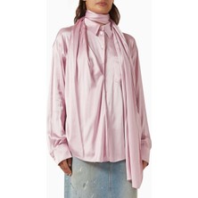 Acne Studios Pembe Katmanlı Bluz - Saten - %97 Viskoz %3 Elastan - Butonlu Kapatma - Şık Detaylar