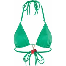 Agent Provocateur Tropikal Yeşil Berry Bikini Üstü Italyan Lüks Islak Görünümlü, Fırfırlı ve Ayarlanabilir