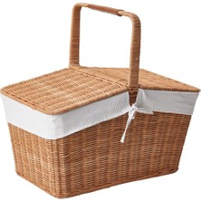 Lexington Rattan Piknik Sepeti Kapaklı ve Kulplu Oxford Kumaş Astar ile