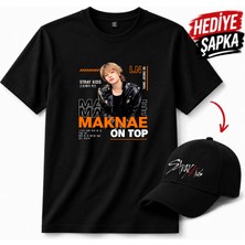 BarsDepo Stray Kids "maknae On Top" Baskılı Tişört, Premıum Kalite Unisex Çocuk / Yetişkin (Şapka Hedıyelı)
