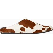 Jeffrey Campbell Kahverengi Beyaz Inek Desenli, Calf Hair Kadın Terlik Clogs