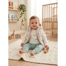 Baby Hi 3'lü Kapitone Unisex Bebek Takım 6-9 Ay 9-12 Ay 12-18 Ay Ayı Desenli Yenidoğan Bebek Takım Ayı Desenli Kapüşonlu Yelek+Uzun Kollu Çıtçıtlı Body+Pijama