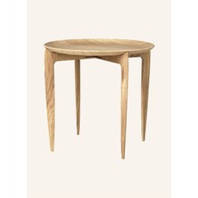 Fritz Hansen Katlanabilir Yuvarlak Lake Meşe Yan Sehpa 42 cm Modern Tasarım