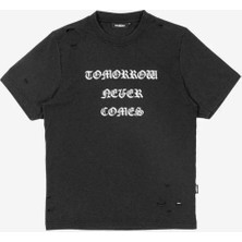 American Rag Cie %100 Pamuk Siyah Destroy Never Comes T-Shirt | Rahat Kesim ve Dayanıklı
