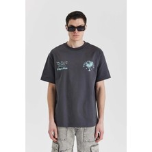 American Rag Cie Asphalt Tiffany T-Shirt: Oversized Fit, Gri Pamuk Tişört - Erkekler Için Şık Seçim