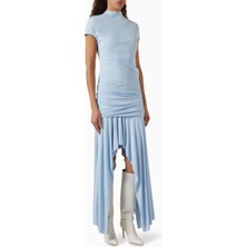 Acne Studios Asimetrik Elbise - Açık Mavi - %100 Viskon - Jarse Kumaş - Modern Tasarım