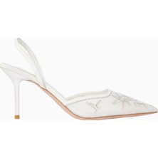Nicoli Lealie 75 Işlemeli Slingback Topuklu Ayakkabı, Zarif Mesh Üst Yüzey, El Işçiliği