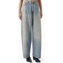 Acne Studios Açık Mavi Super Baggy-Fit Jean - Denim %60 Pamuk %40 Lyocell, Boyfriend Kesim, Sanat Detayları