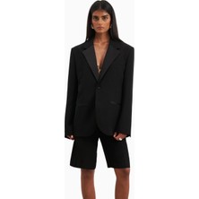 Because Of Alice Satin Detail Single Breasted Blazer Oversize Tek Düğmeli Kadın Ceket