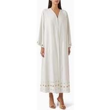 Elna Line Şık Dikiş Detaylı Uzun Kollu Abaya Rahat Kesim ve Şila ile Modern Görünüm