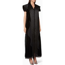 Pearl Haute Couture Şık Kısa Kol Inci Aplikeli Kadife Abaya ile Modern Tarzınızı Yansıtın