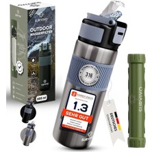Survivo 660 ml Su Arıtmalı Çelik Matara Hayatta Kalma Kamp Seyahat Acil Durum Şişesi