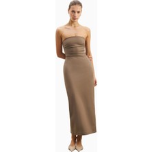 Because Of Alice Becasue Of Alice Strapless Ruched Midaxi Dress Büzgü Detaylı Straplez Midaxi Elbise