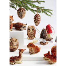 Crate & Barrel Woodland Buri Christmas Ornaments Set 12 El Yapımı Orman Süsleri