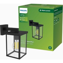 Philips Bellini Dış Mekan Kare Duvar Lambası IP44 Max 25W Siyah