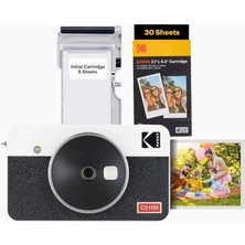 Kodak Mini Shot 2 Retro, Anlık Fotoğraf Makinesi ve Yazıcı, Bluetooth, 4pass, Beyaz