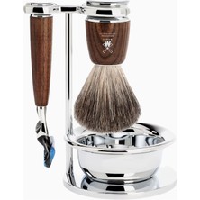Mühle Rytmo 4 Parçalı Tıraş Seti, Koyu Kül Sap, Saf Porsuk Kılı Fırça, Krom Stand ve Kase