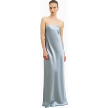 Because Of Alice Satin Cowl Back Maxi Dress Strapless Bias Cut Longline Gown Kadın Elbise