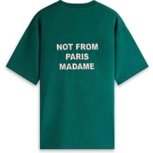 American Rag Cie Not From Paris Madame Sloganlı Koyu Yeşil Relaxed Fit %100 Pamuklu Tişört